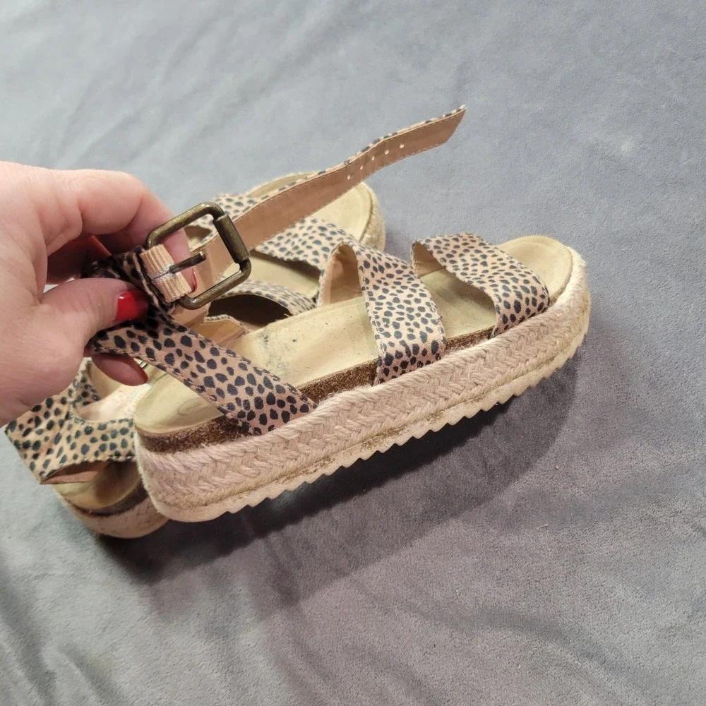 Art Class Girls Cheetah Print Espadrille Platform Sandals Tan Black Size‎ 1